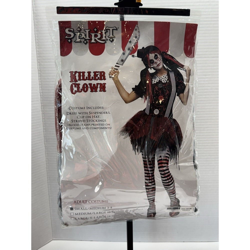 Spirit Halloween Adult Women's Small/medium‎ 2-8 Killer Clown Costume 3 Piece